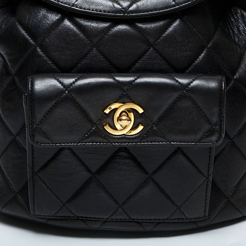 CHANEL No. 3 1994-1996 Lambskin Matelasse Chain Backpack  Daypack black WS23105