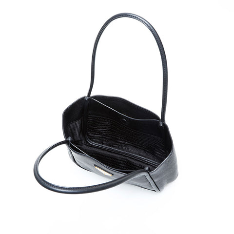 PRADA Leather shopping tote with triangle logo Shoulder Bag black WS23107