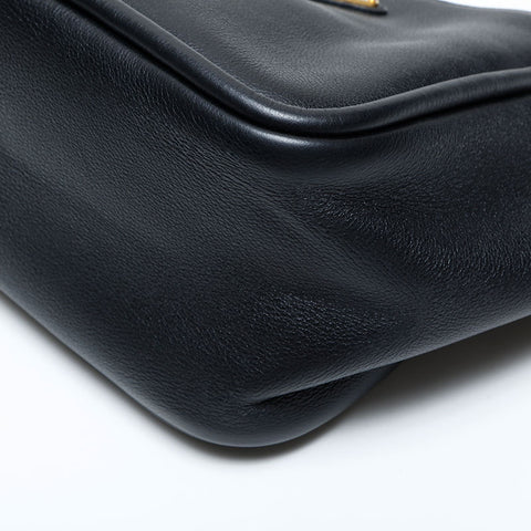 PRADA Leather shopping tote with triangle logo Shoulder Bag black WS23107