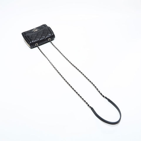 CHANEL Nr. 17 2012-2013 Mini Matelasse Chain Lammleder Umhängetasche schwarz WS23109