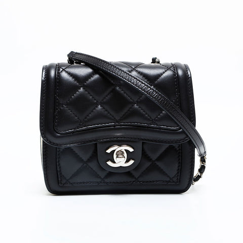 CHANEL No. 17 2012-2013 Mini Matelasse Chain Lambskin Shoulder Bag black WS23109