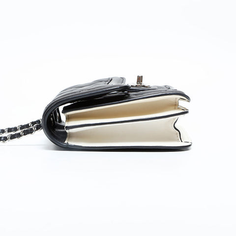 CHANEL Nr. 17 2012-2013 Mini Matelasse Chain Lammleder Umhängetasche schwarz WS23109