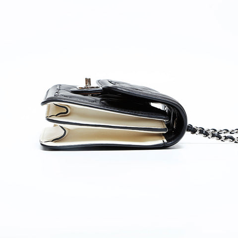 CHANEL Nr. 17 2012-2013 Mini Matelasse Chain Lammleder Umhängetasche schwarz WS23109