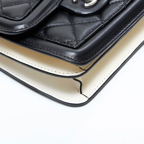 CHANEL Nr. 17 2012-2013 Mini Matelasse Chain Lammleder Umhängetasche schwarz WS23109
