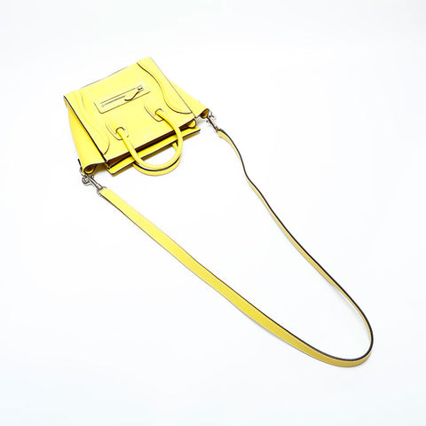 CELINE Nano Luggage 2way Leather Handbag yellow WS23112