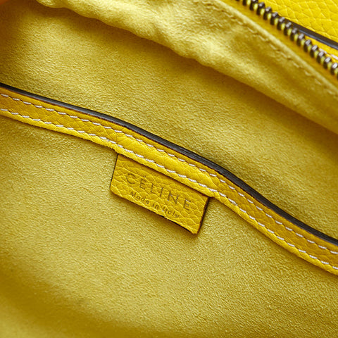 CELINE Nano Luggage 2way Leather Handbag yellow WS23112