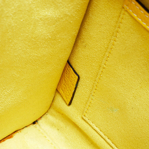 CELINE Nano Luggage 2way Leather Handbag yellow WS23112