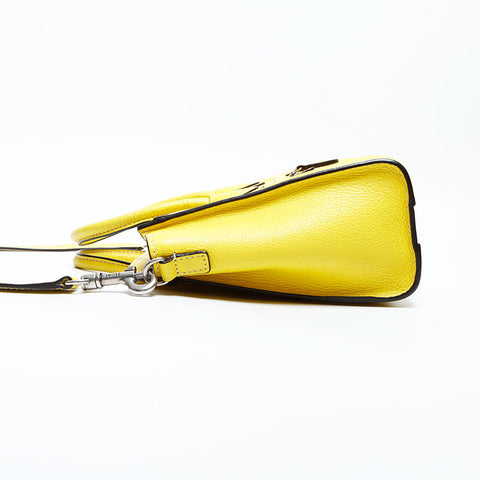 CELINE Nano Luggage 2way Leather Handbag yellow WS23112