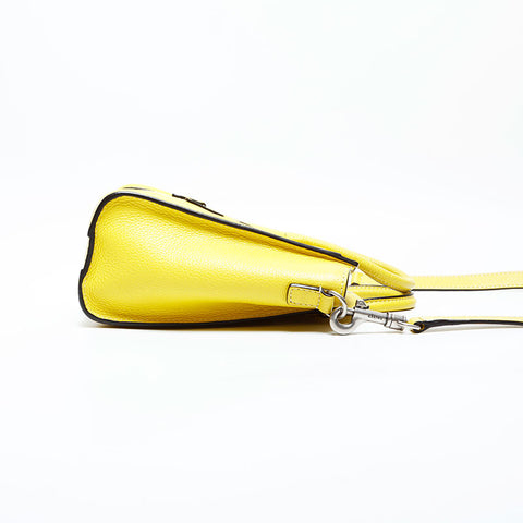 CELINE Nano Luggage 2way Leather Handbag yellow WS23112