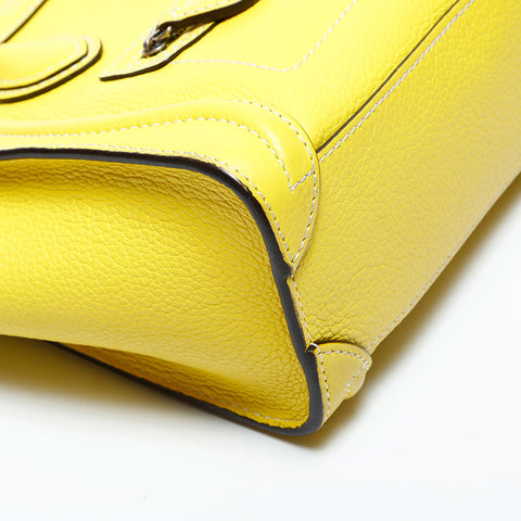 CELINE Nano Luggage 2way Leather Handbag yellow WS23112