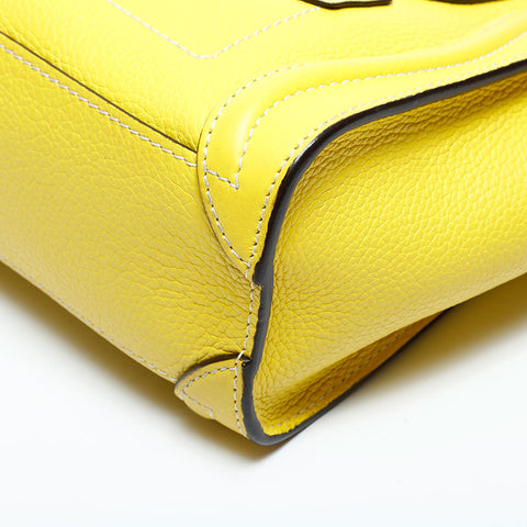CELINE Nano Luggage 2way Leather Handbag yellow WS23112