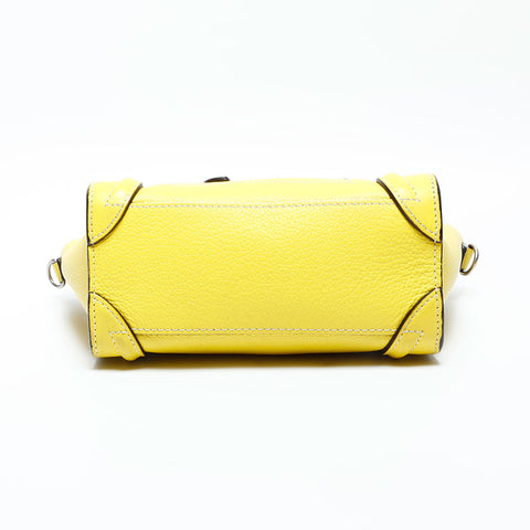 CELINE Nano Luggage 2way Leather Handbag yellow WS23112
