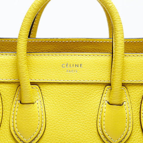 CELINE Nano Luggage 2way Leather Handbag yellow WS23112