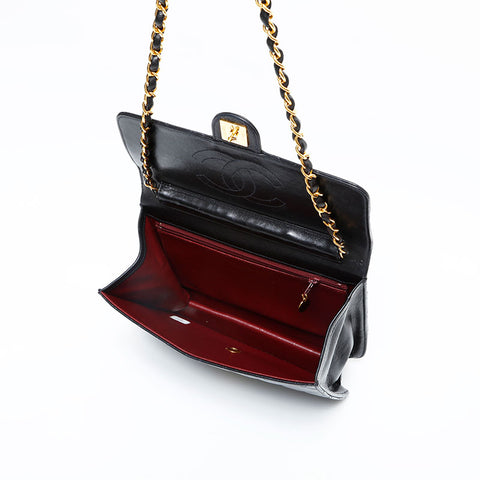 CHANEL No. 5 1997-1999 Lambskin Push Lock Matelasse Chain Shoulder Bag black WS23113