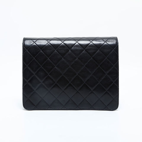 CHANEL No. 5 1997-1999 Lambskin Push Lock Matelasse Chain Shoulder Bag black WS23113