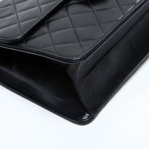 CHANEL No. 5 1997-1999 Lambskin Push Lock Matelasse Chain Shoulder Bag black WS23113