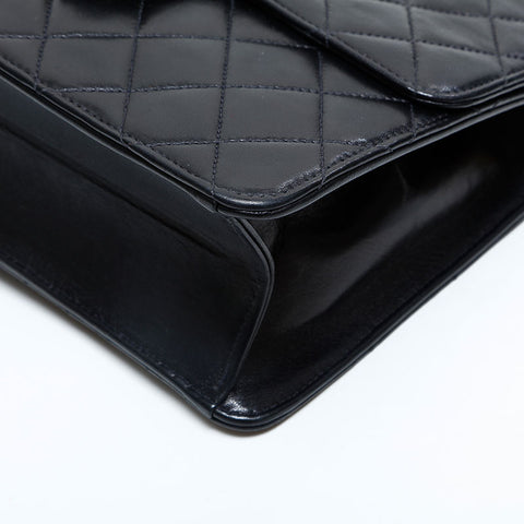 CHANEL No. 5 1997-1999 Lambskin Push Lock Matelasse Chain Shoulder Bag black WS23113