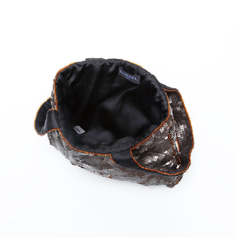 CHANEL No. 5 1997-1999 Sequin COCO Mark Evening Handbag Brown WS23115