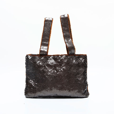 CHANEL No. 5 1997-1999 Sequin COCO Mark Evening Handbag Brown WS23115