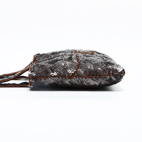 CHANEL No. 5 1997-1999 Sequin COCO Mark Evening Handbag Brown WS23115