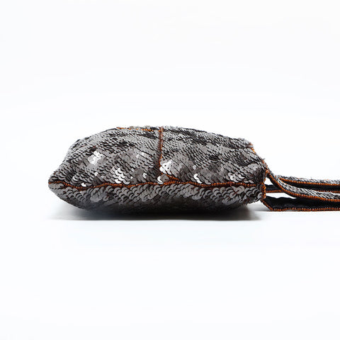 CHANEL No. 5 1997-1999 Sequin COCO Mark Evening Handbag Brown WS23115