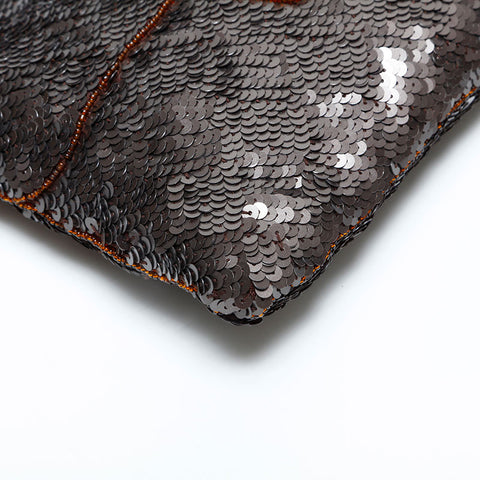 CHANEL No. 5 1997-1999 Sequin COCO Mark Evening Handbag Brown WS23115
