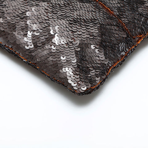 CHANEL No. 5 1997-1999 Sequin COCO Mark Evening Handbag Brown WS23115