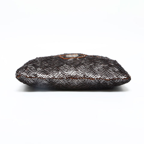 CHANEL No. 5 1997-1999 Sequin COCO Mark Evening Handbag Brown WS23115