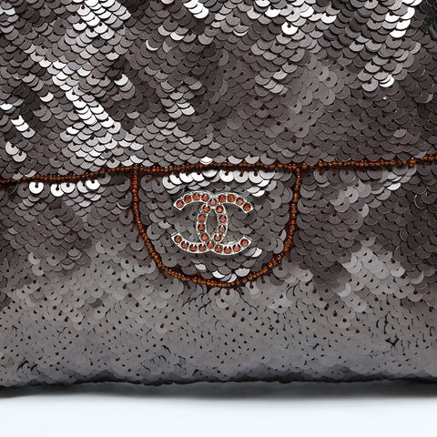 CHANEL No. 5 1997-1999 Sequin COCO Mark Evening Handbag Brown WS23115