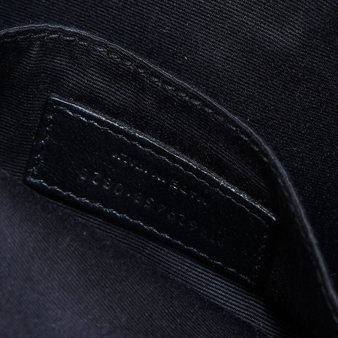 YVES SAINT LAURENT Patent leather embossed round Shoulder Bag black WS23117