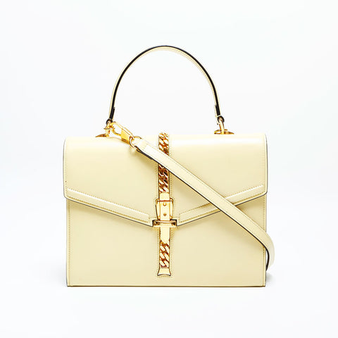 GUCCI Leather 2way Sylvie Handbag yellow WS23118