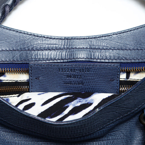 BALENCIAGA Classic City 2-way Embossed Leather Handbag Navy WS23121