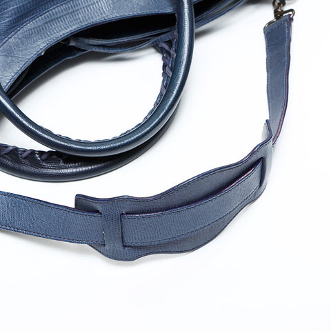 BALENCIAGA Classic City 2-way Embossed Leather Handbag Navy WS23121