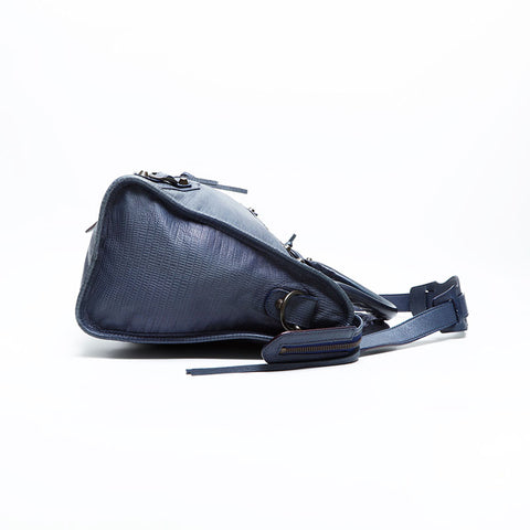 BALENCIAGA Classic City 2-way Embossed Leather Handbag Navy WS23121
