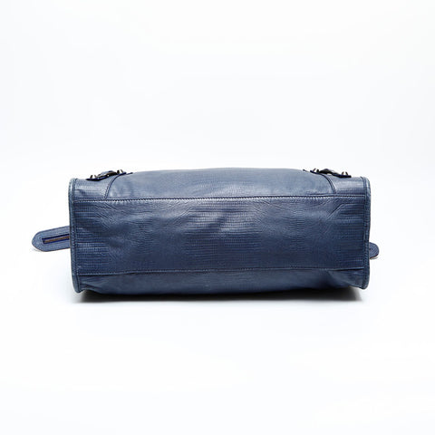 BALENCIAGA Classic City 2-way Embossed Leather Handbag Navy WS23121