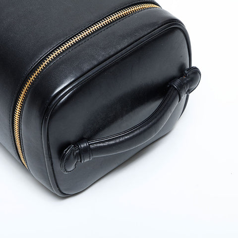 CHANEL 3rd series 1994-1996 Vertical Vanity Leather Handbag black WS23122