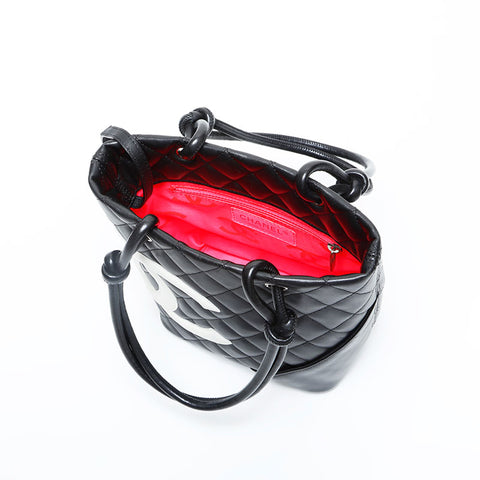 CHANEL No. 8 2003-2004 Lambskin Cambon Line Handbag black WS23123