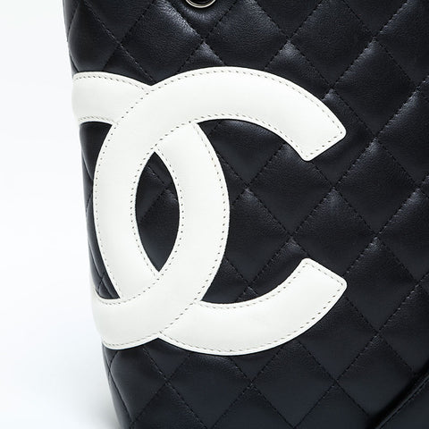 CHANEL No. 8 2003-2004 Lambskin Cambon Line Handbag black WS23123