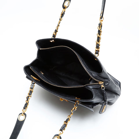 CHANEL Caviar Skin Turn Lock Chain Shoulder Bag black WS23126