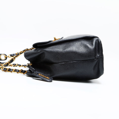CHANEL Caviar Skin Turn Lock Chain Shoulder Bag black WS23126