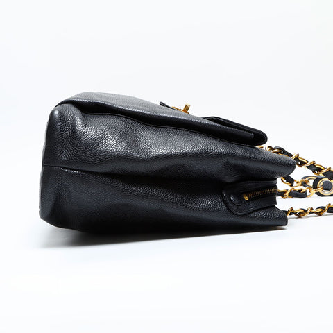 CHANEL Caviar Skin Turn Lock Chain Shoulder Bag black WS23126