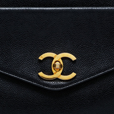 CHANEL Caviar Skin Turn Lock Chain Shoulder Bag black WS23126