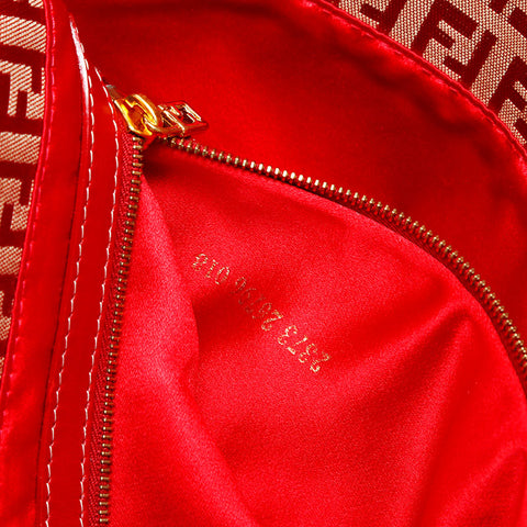 FENDI Zucchino Canvas Mamma Shoulder Bag Red WS23129