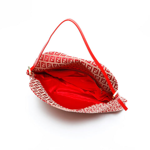 FENDI Zucchino Canvas Mamma Shoulder Bag Red WS23129