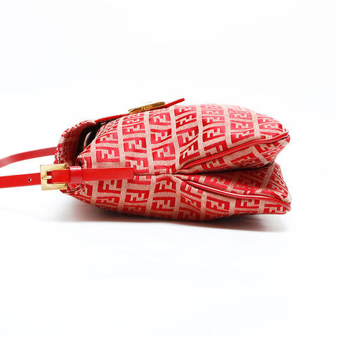 FENDI Zucchino Canvas Mamma Shoulder Bag Red WS23129