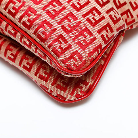 FENDI Zucchino Canvas Mamma Shoulder Bag Red WS23129