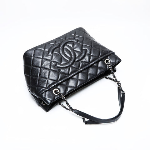 CHANEL No. 18 2013-2014 Caviar Skin COCO Mark Tote Bag Shoulder Bag black WS23130