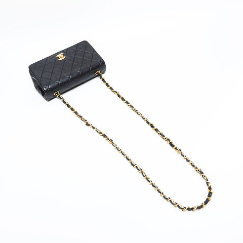 CHANEL No. 1 1989-1991 Matelasse Full Flap Lambskin Shoulder Bag black WS23132