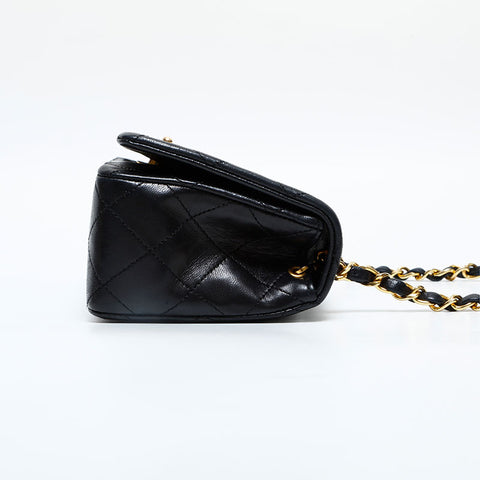 CHANEL No. 1 1989-1991 Matelasse Full Flap Lambskin Shoulder Bag black WS23132