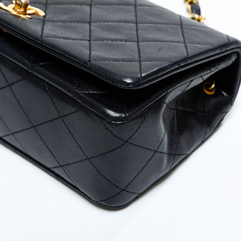 CHANEL No. 1 1989-1991 Matelasse Full Flap Lambskin Shoulder Bag black WS23132